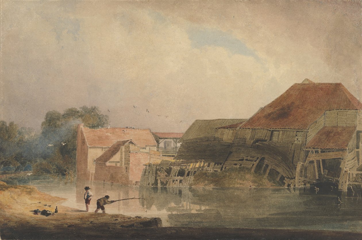 Riverside Scene Old Mill, 1805-10. av Peter de Wint