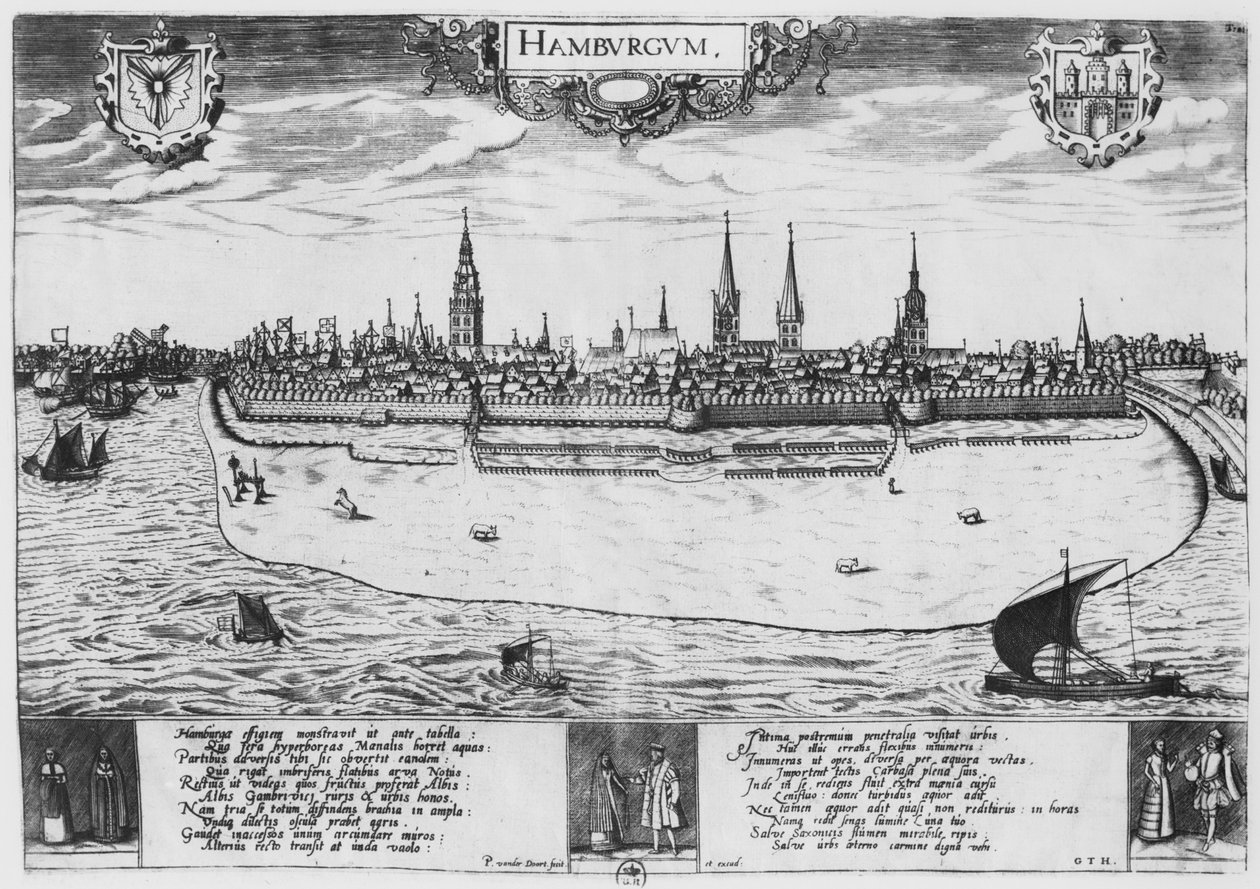 Utsikt over Hamburg av Peter van der Doort