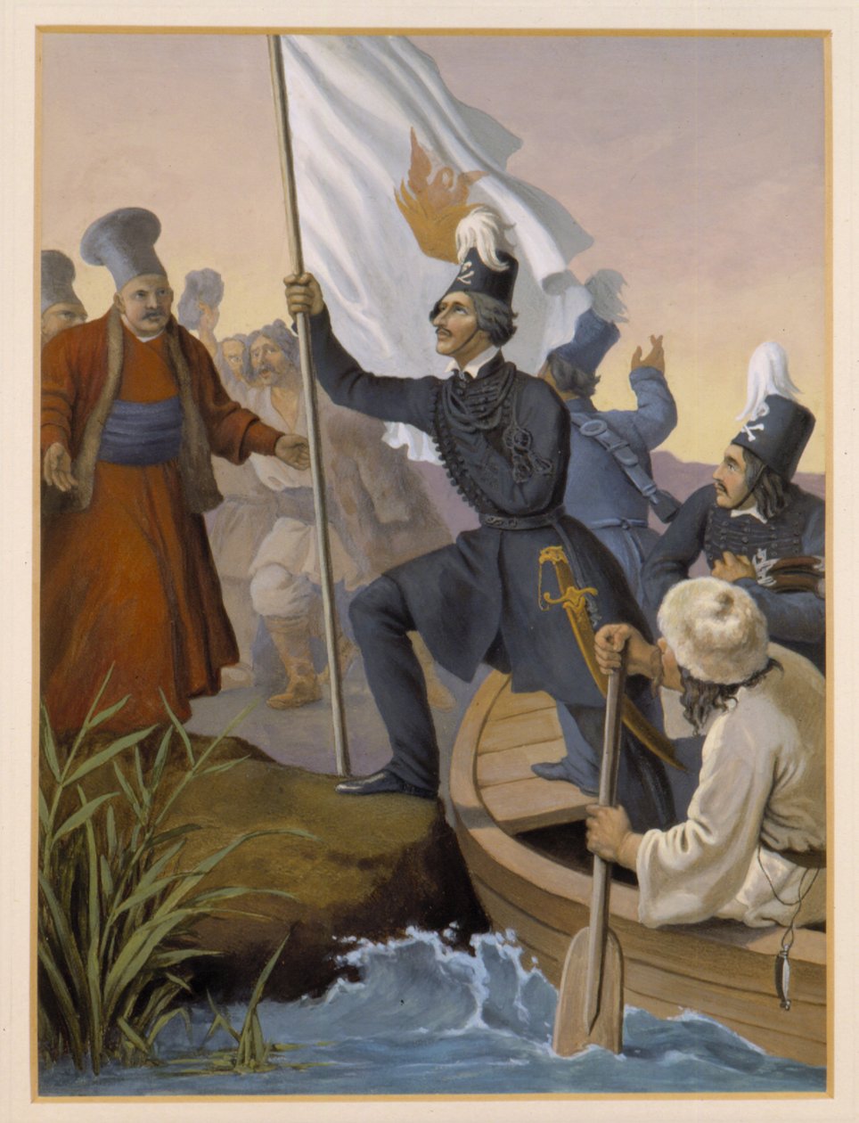 Alexandros Ypsilantis krysser Prouthos-elven, februar 1821 av Peter von Hess