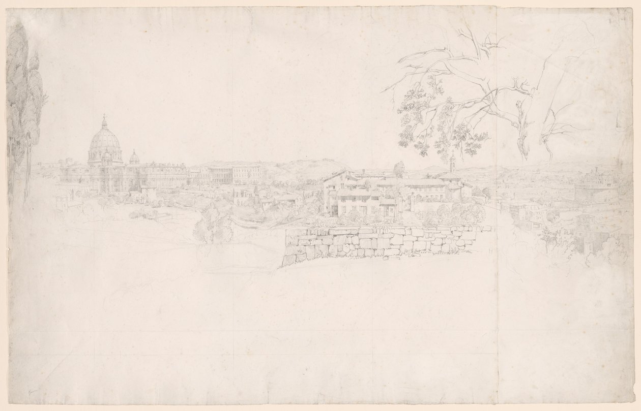 Fantasy Panorama av Roma fra St. Peters til Castel San Angelo av Peter von Hess