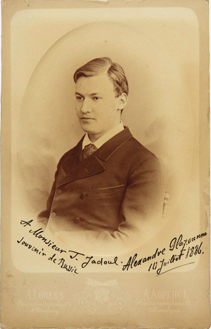 Portrett av komponisten Alexander Glazunov 1865-1936, 1886. av Petersburg . Photo studio Alfred Lorens