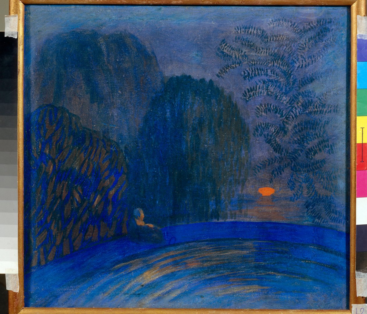 ""Månemotiv"" Månelandskap Maleri av Pyotr Savvich Utkin (1877-1934) 1906 Dim 46x44 cm Tempera på lerret Privat samling av Petr Savvic Utkin