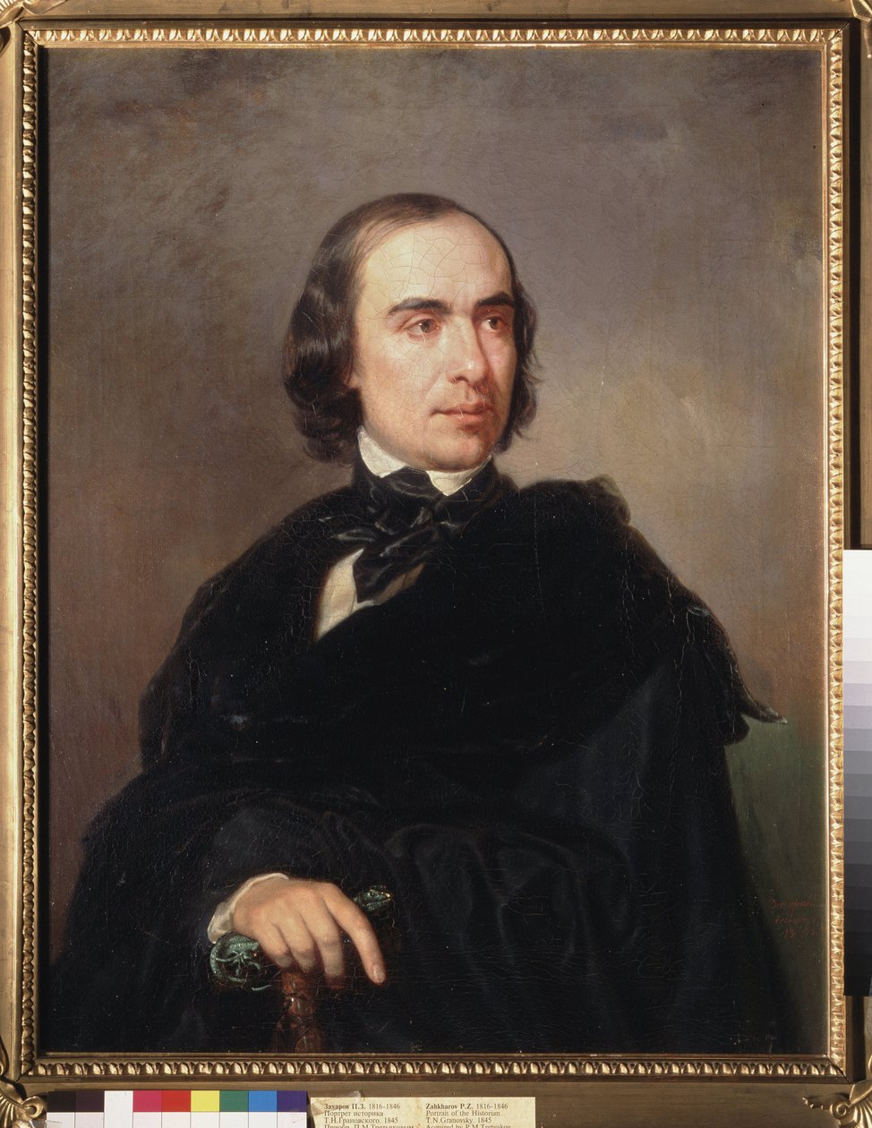 Portrett av historikeren Timofey Granovsky (Timofei Granovsky) (1813-1855). Peinture de Pyotr Zakharovich Zakharov Chechenets (Zakharov-Chechenets) (1816-1846), huile sur toile av Petr Zakharovich Zakharov Chechenets