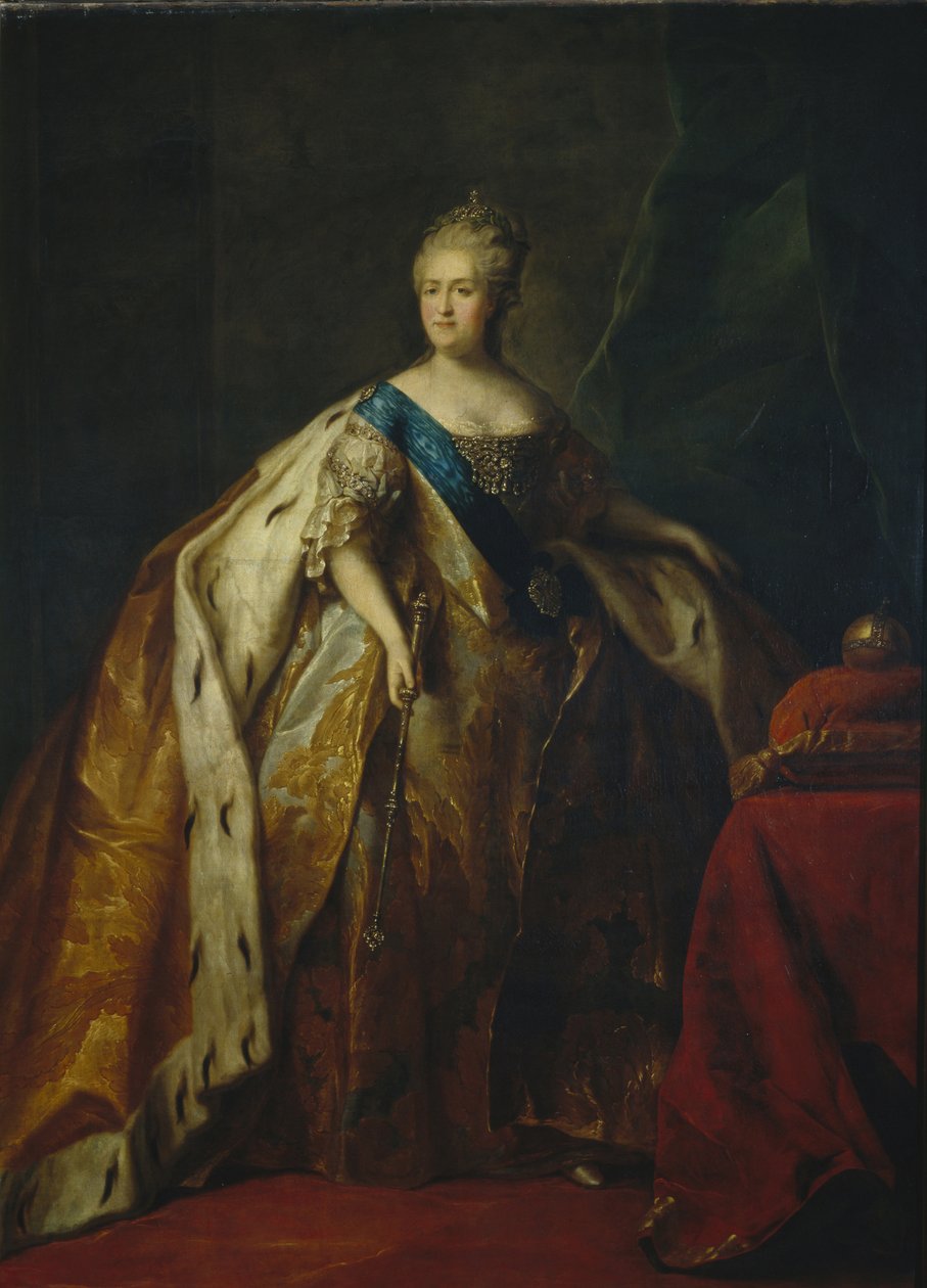 Portrett av keiserinne Katarina II 1729-1796, 1796 av Petro Semyonovich Drozhdin
