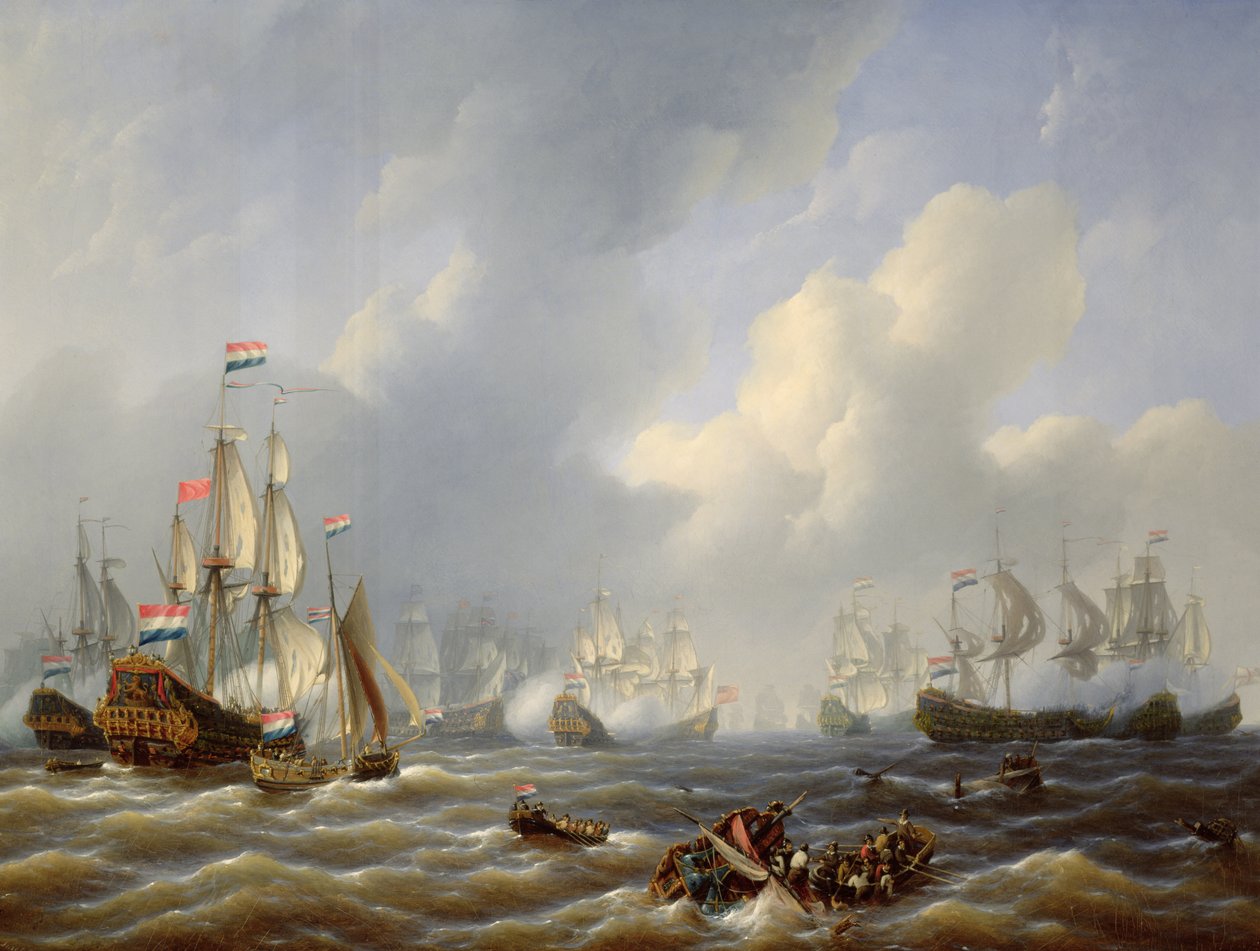Slaget ved Camperdown 11. oktober 1797 olje på lerret av Petrus Johann Schotel