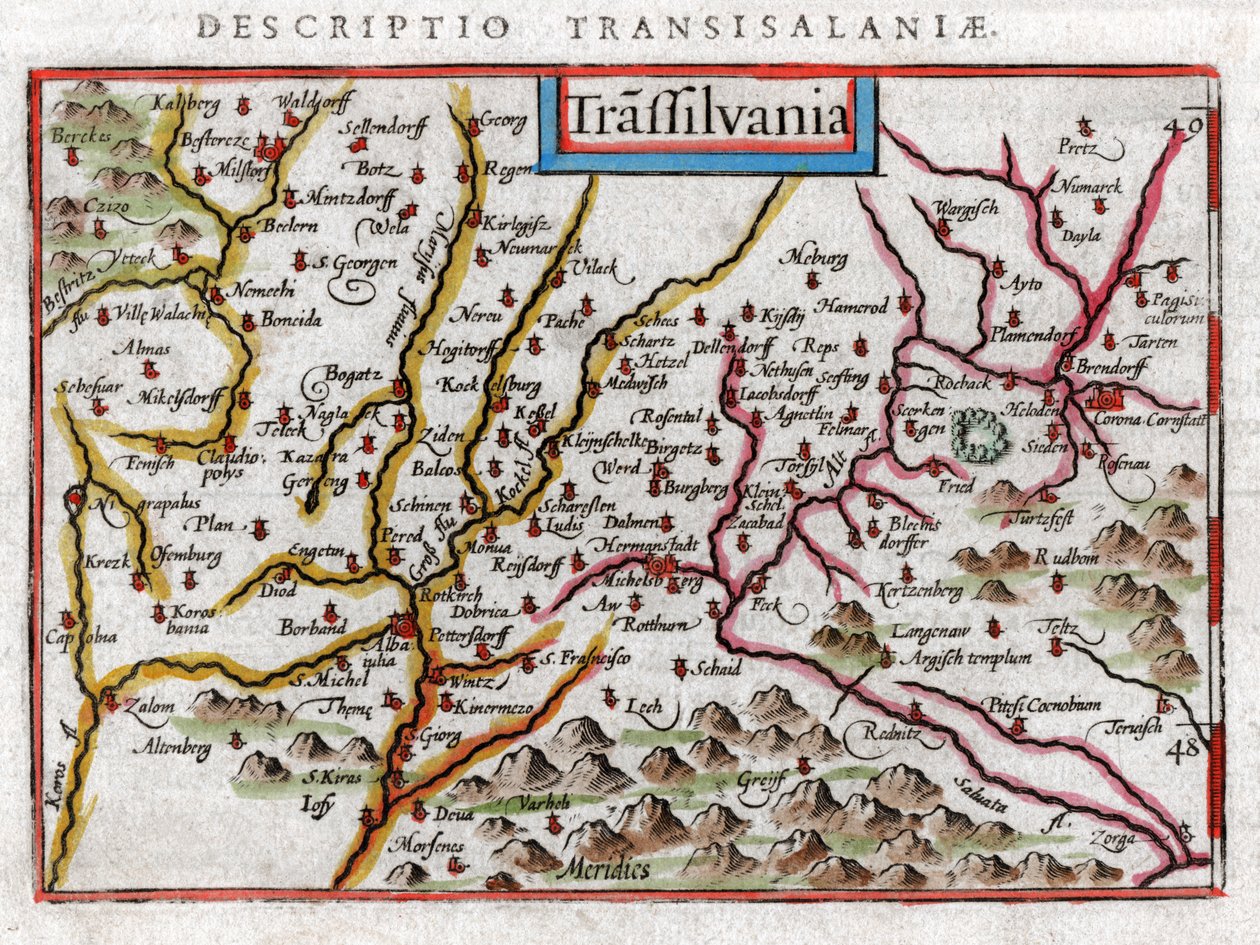 Kart over Transylvania 1616 av Petrus Bertius