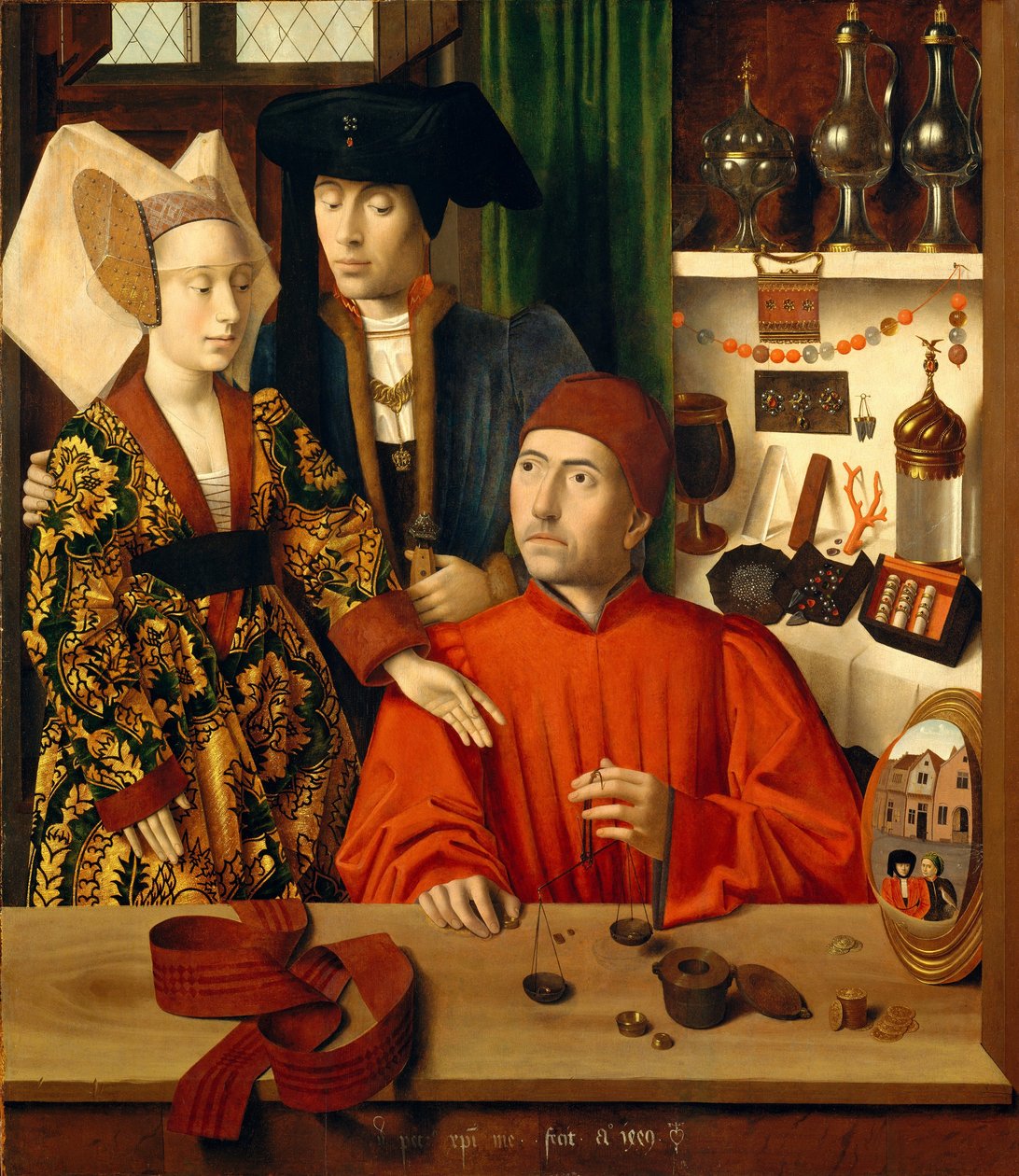 En gullsmed i butikken hans, 1449. av Petrus Christus