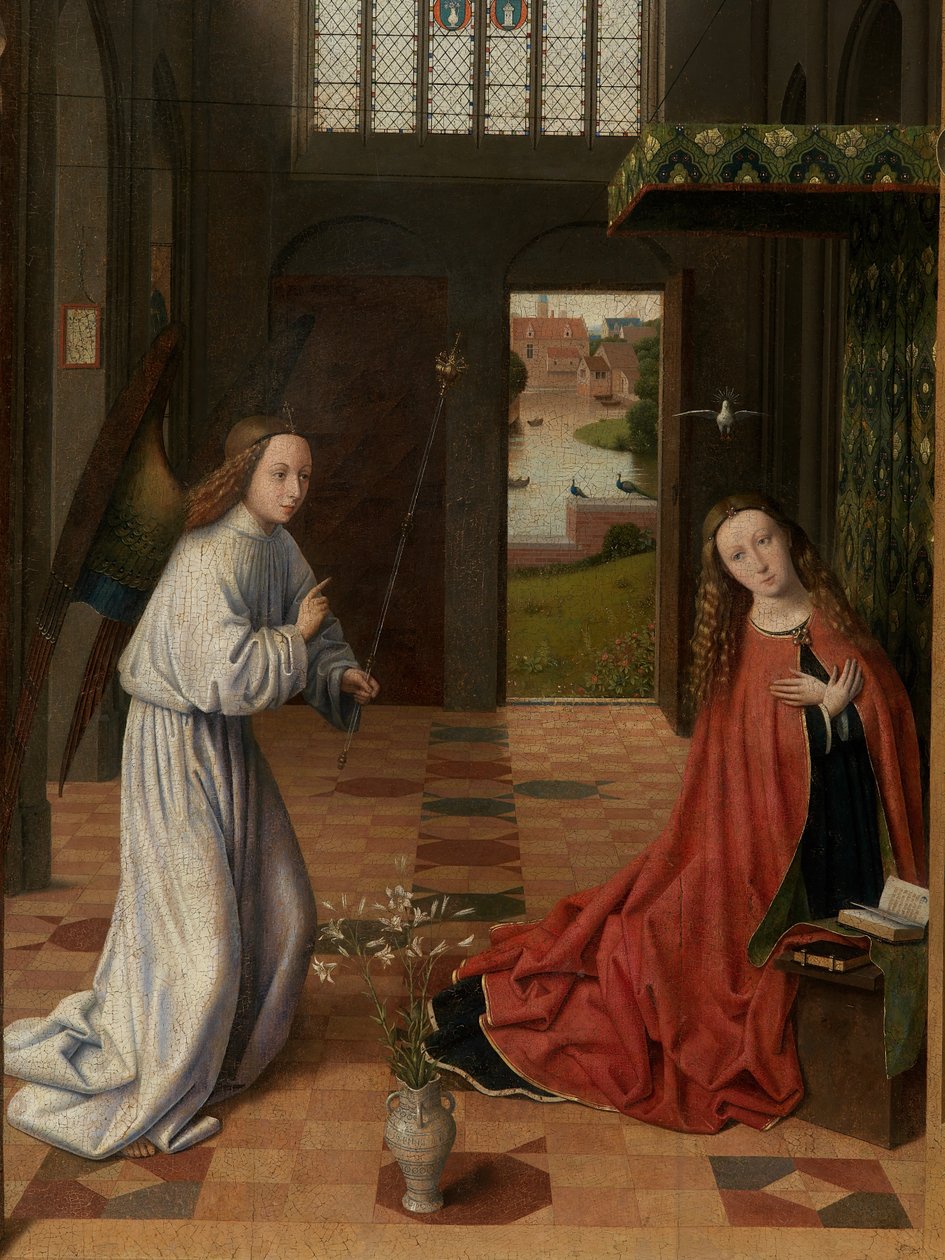 Detalj av kunngjøringen av Petrus Christus