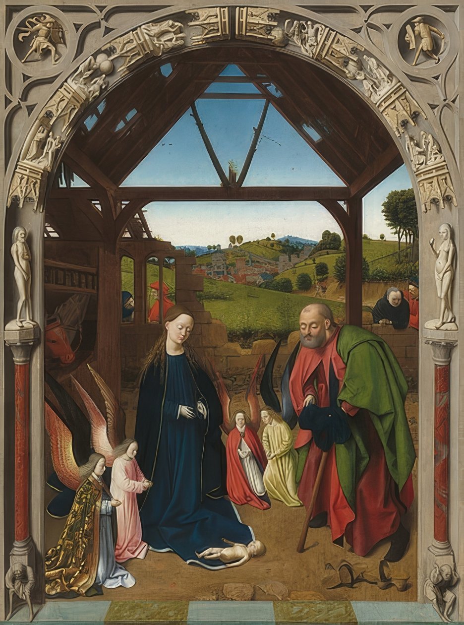 Kristi fødsel. Rundt 1450 av Petrus Christus