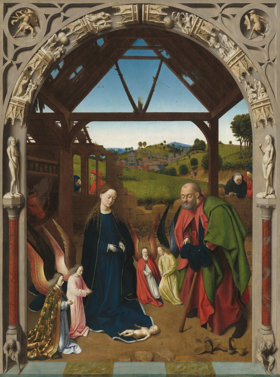 Fødselen, ca. 1450. av Petrus Christus