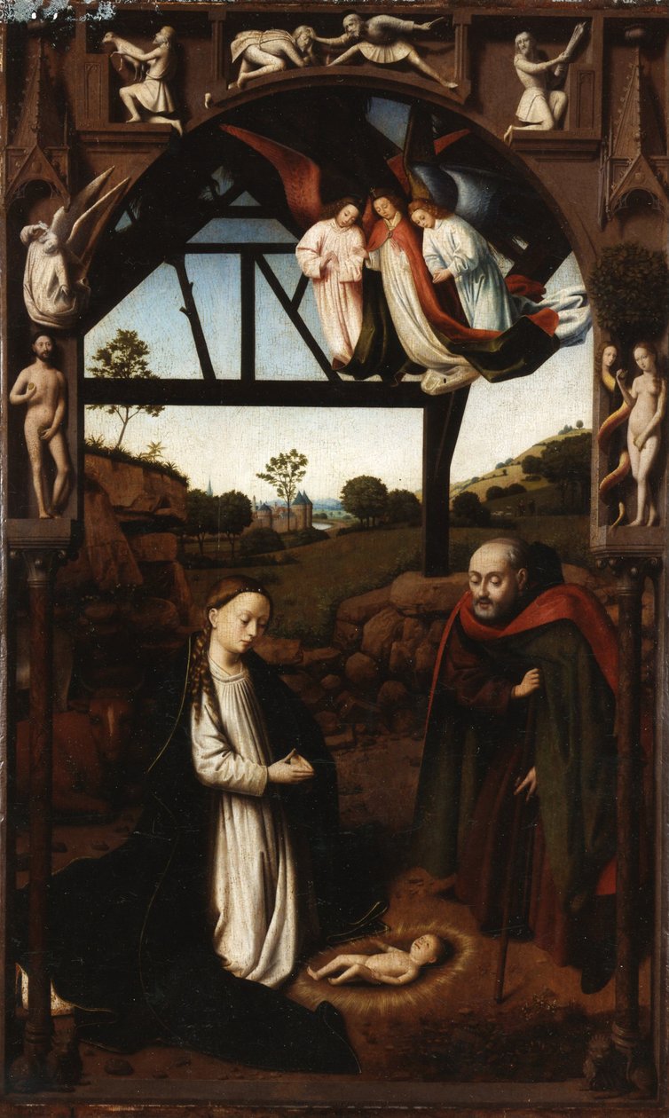 Kristi fødsel Den hellige natt, 1452. av Petrus Christus
