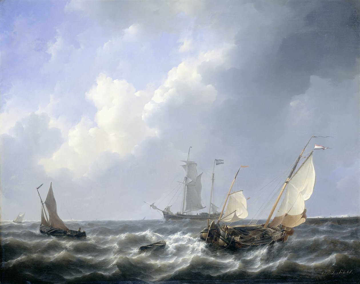 Sjølandskap fra Zeeland Waters, nær øya Schouwen av Petrus Johannes Schotel