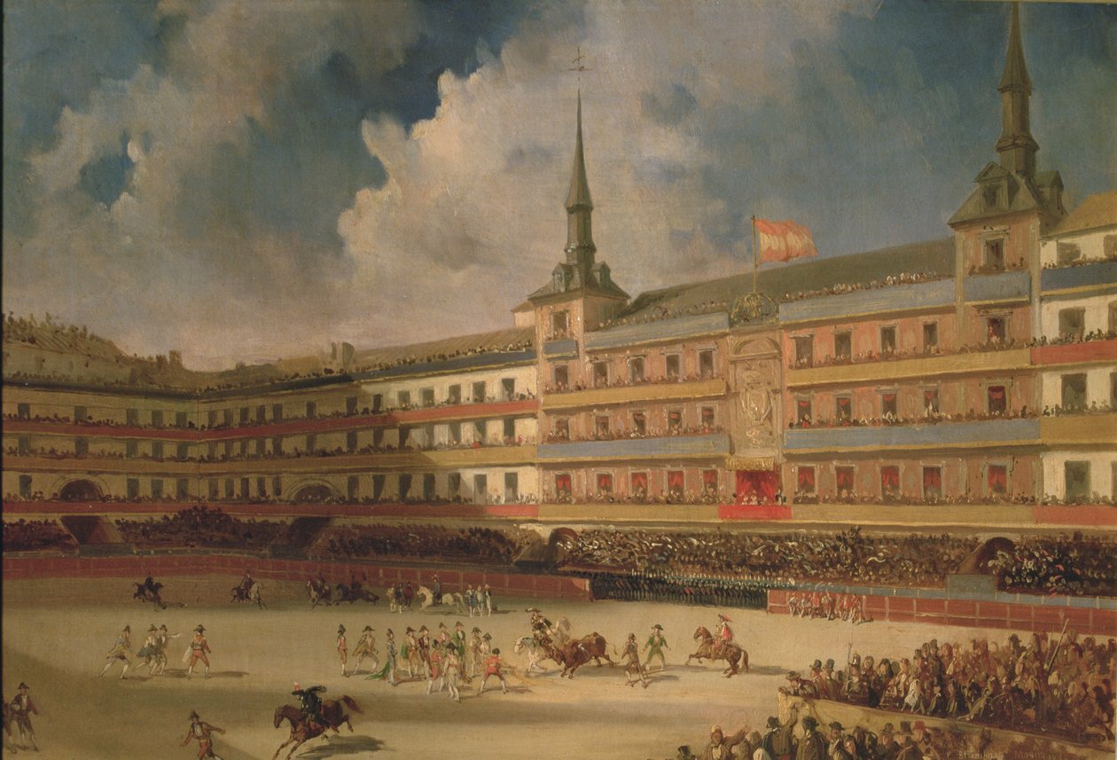 Tyrefekting på Plaza Mayor i Madrid under feiringen av ekteskapet til hertugen av Montpensier av Pharamond Blanchard