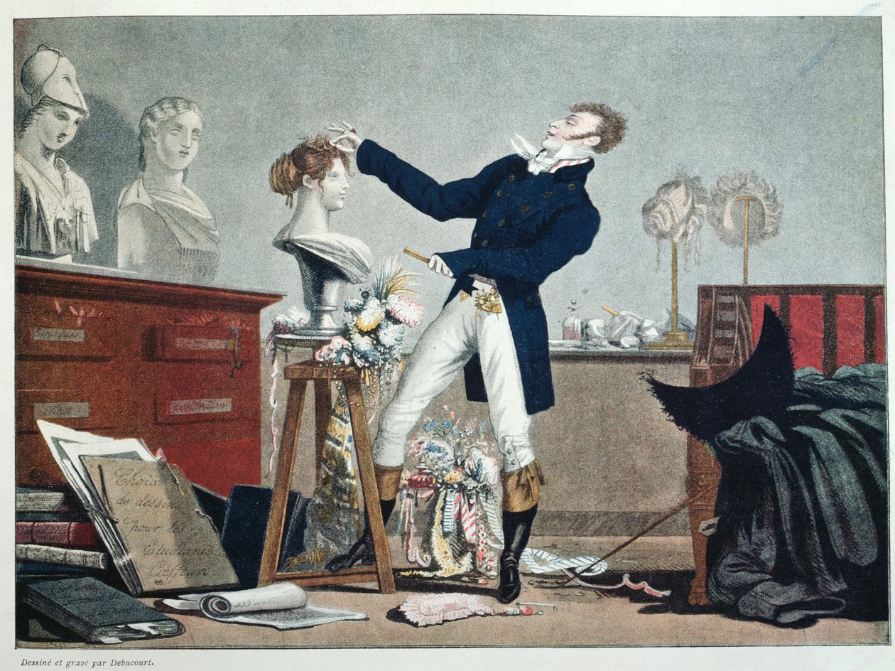 Forbereder en parykk av Philibert Louis Debucourt