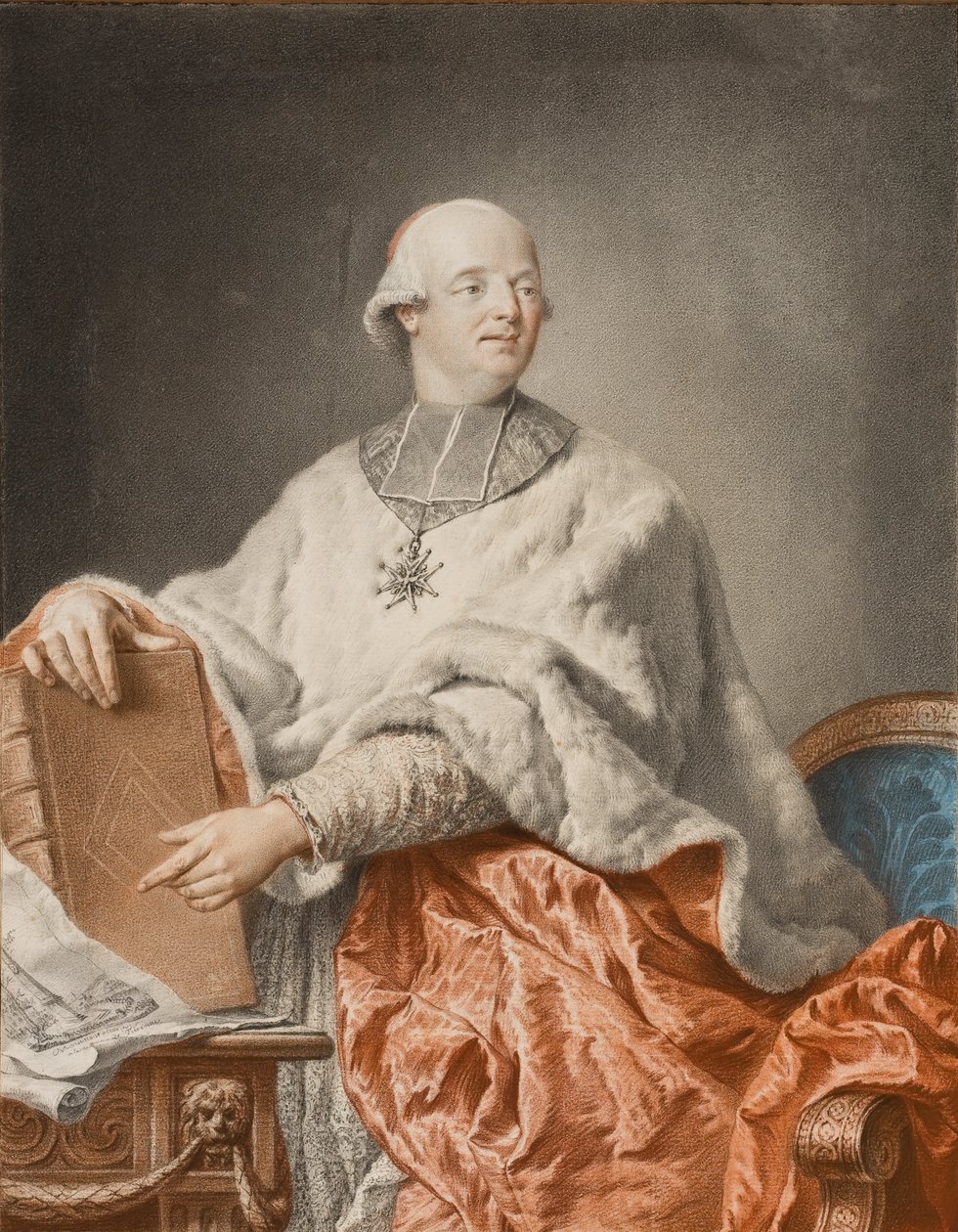 Kardinal de Rohan, 1783 (grafitt og blyant på papir) av Philibert Louis Debucourt