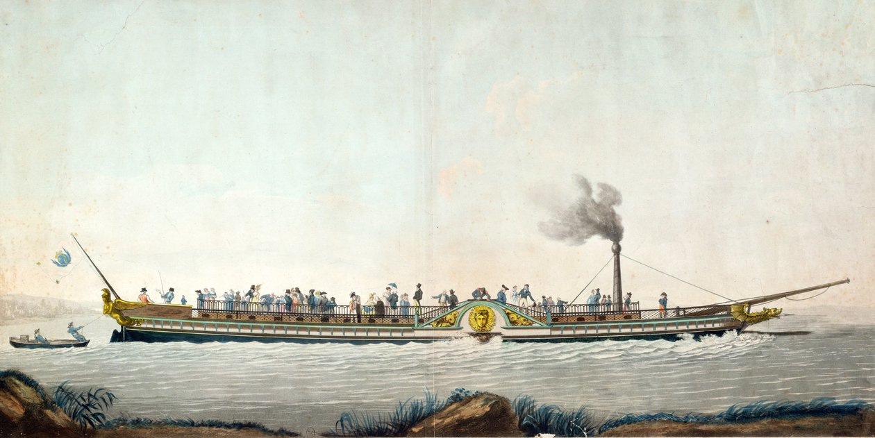Charles-Philippe, den første dampbåten sjøsatt på Seinen, 20. august 1816 av Philibert Louis Debucourt