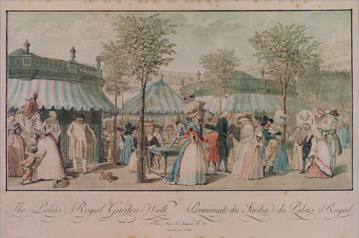 Palais Royal Garden Walk, 1787 av Philibert Louis Debucourt