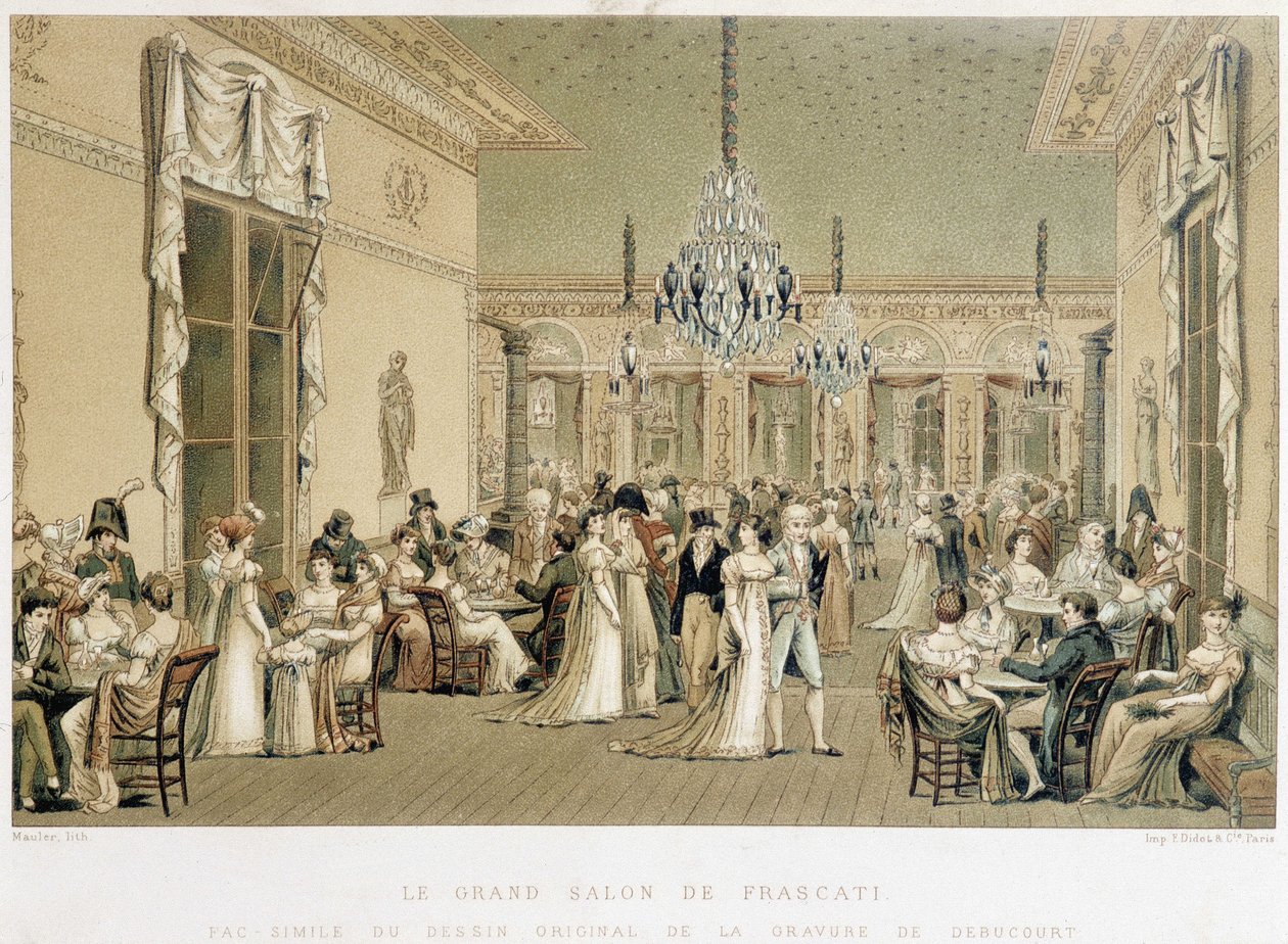 Grand Salon du cafe Frascati i Paris. Litografi av Philibert-Louis Debucourt (1755-1832) av Philibert Louis Debucourt
