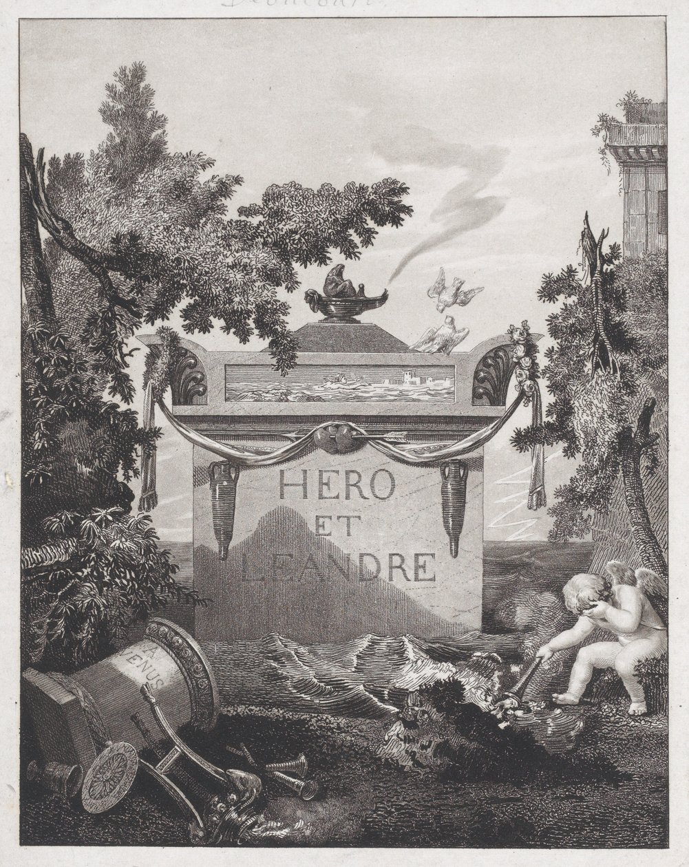 Frontispice til Hero and Leander, 1801. av Philibert Louis Debucourt