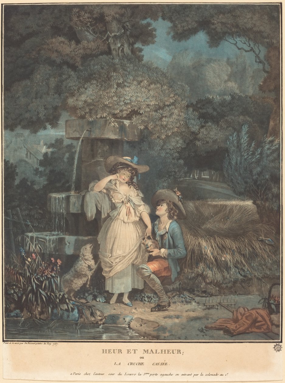 Heur et Malheur, eller den ødelagte muggen av Philibert Louis Debucourt