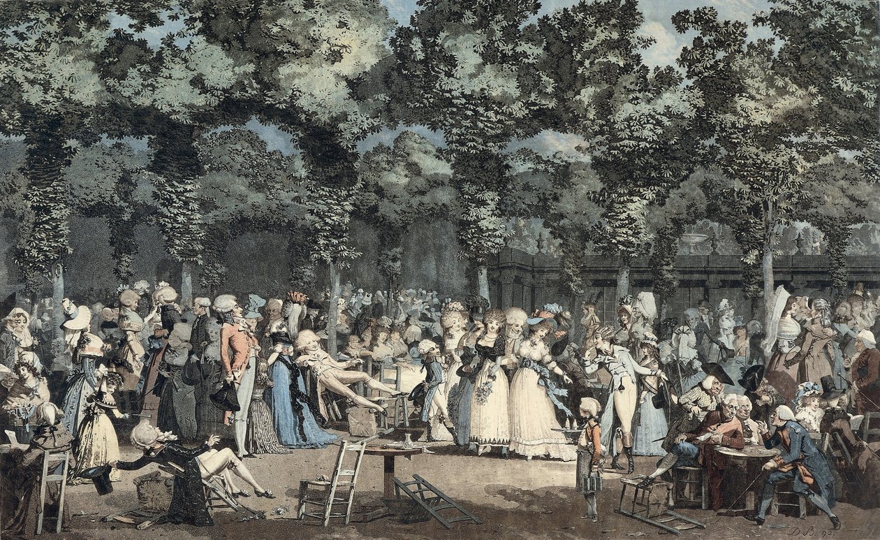 Den offentlige promenaden ved Palais-Royal av Philibert Louis Debucourt
