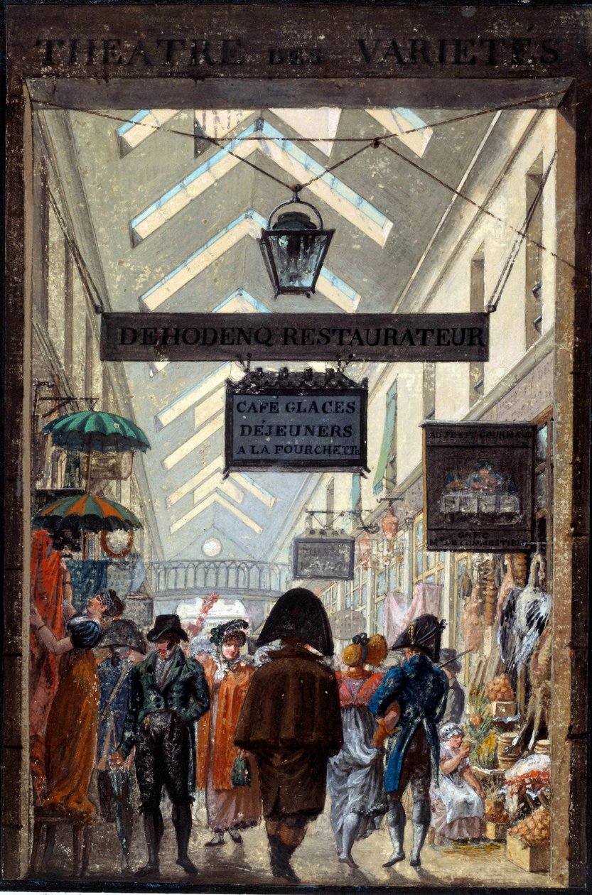 Passage des Panoramas à Paris Litografi tilskrevet Louis Philibert Debucourt (1755-1832) Paris fra 1800-tallet, Musee Carnavalet av Philibert Louis Debucourt