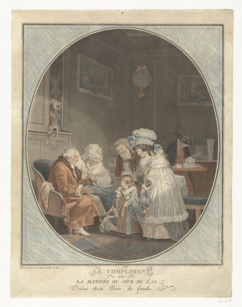Nyårsdag Komplimentet eller nyttårsmorgen (tittel på objekt) av Philibert Louis Debucourt