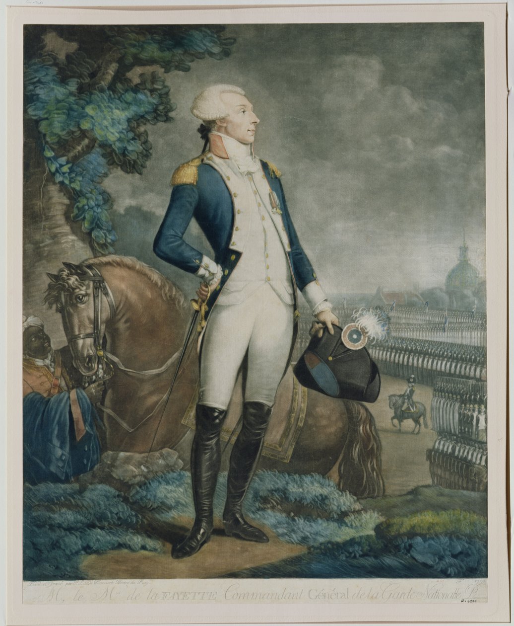 Portrett av Marquis de La Fayette (1757-1834) sjef for nasjonalgarden, 1790 av Philibert Louis Debucourt