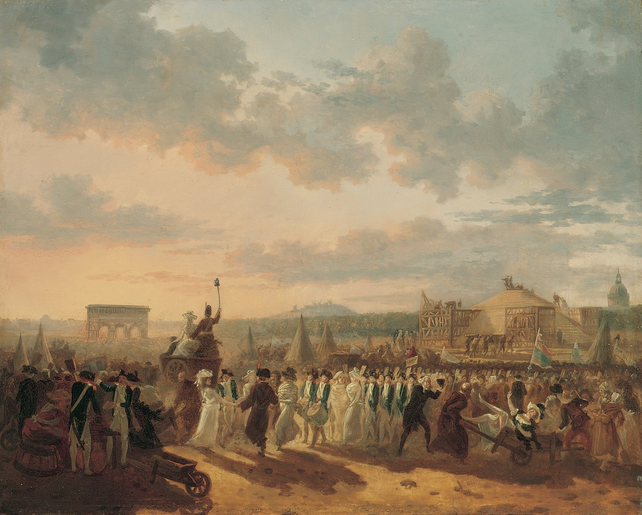 Forberedelser til Fete de la Federation, 14. juli 1790 av Philibert Louis Debucourt