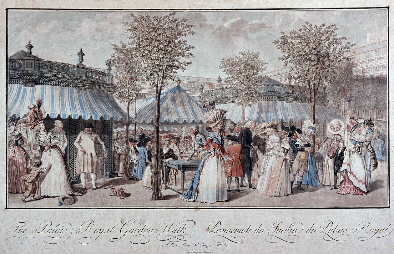 Gå gjennom Royal Palace Garden - ved Debucourt av Philibert Louis Debucourt