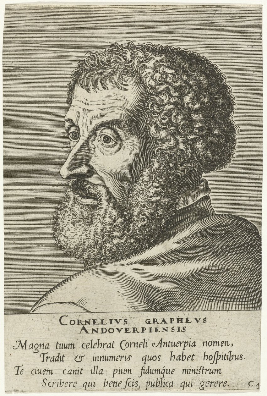 Gravert portrett av Cornelius Grapheus av Philip Galle