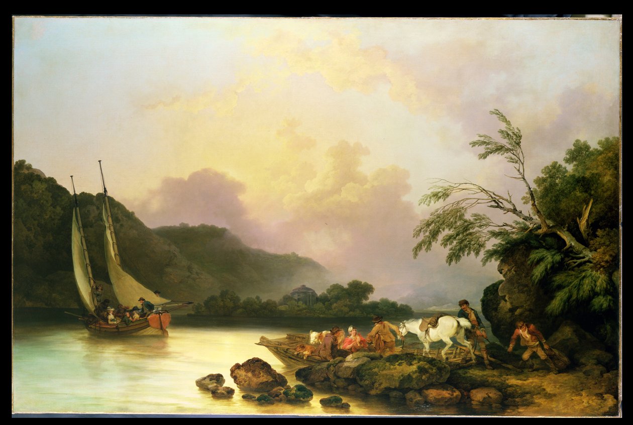 Belle Isle, Windermere, i en rolig, 1786 av Philippe Jacques de Loutherbourg