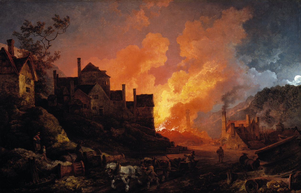 Coalbrookdale om natten, 1801 av Philippe Jacques de Loutherbourg