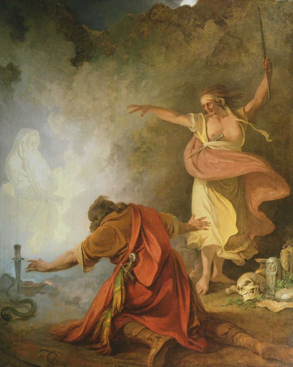 Saul og heksen fra Endor, 1791 av Philip James de Loutherbourg