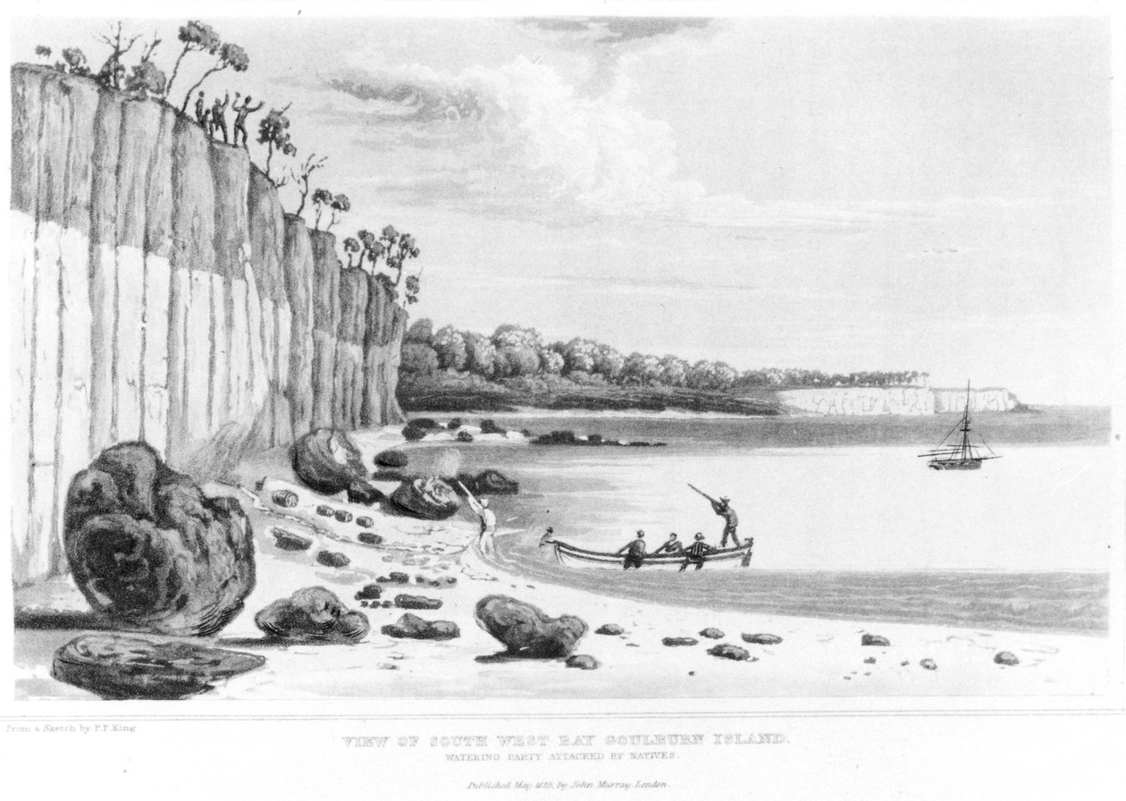 Watering Party Attacked by Natives in South-West Bay, Goulburn Island, fra 
