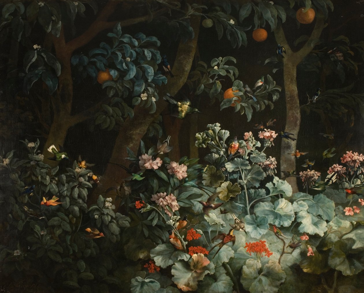 Løvverk, blomster og fugler, 1796 av Philip Reinagle