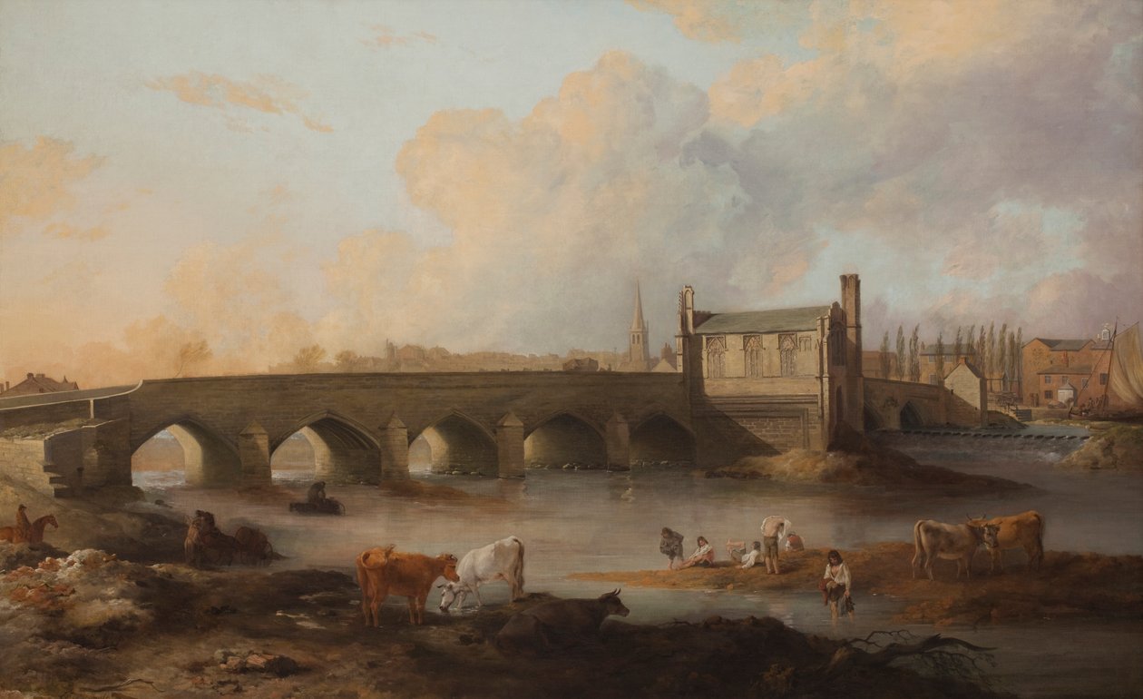 Wakefield Bridge og Chantry Chapel, 1793 av Philip Reinagle