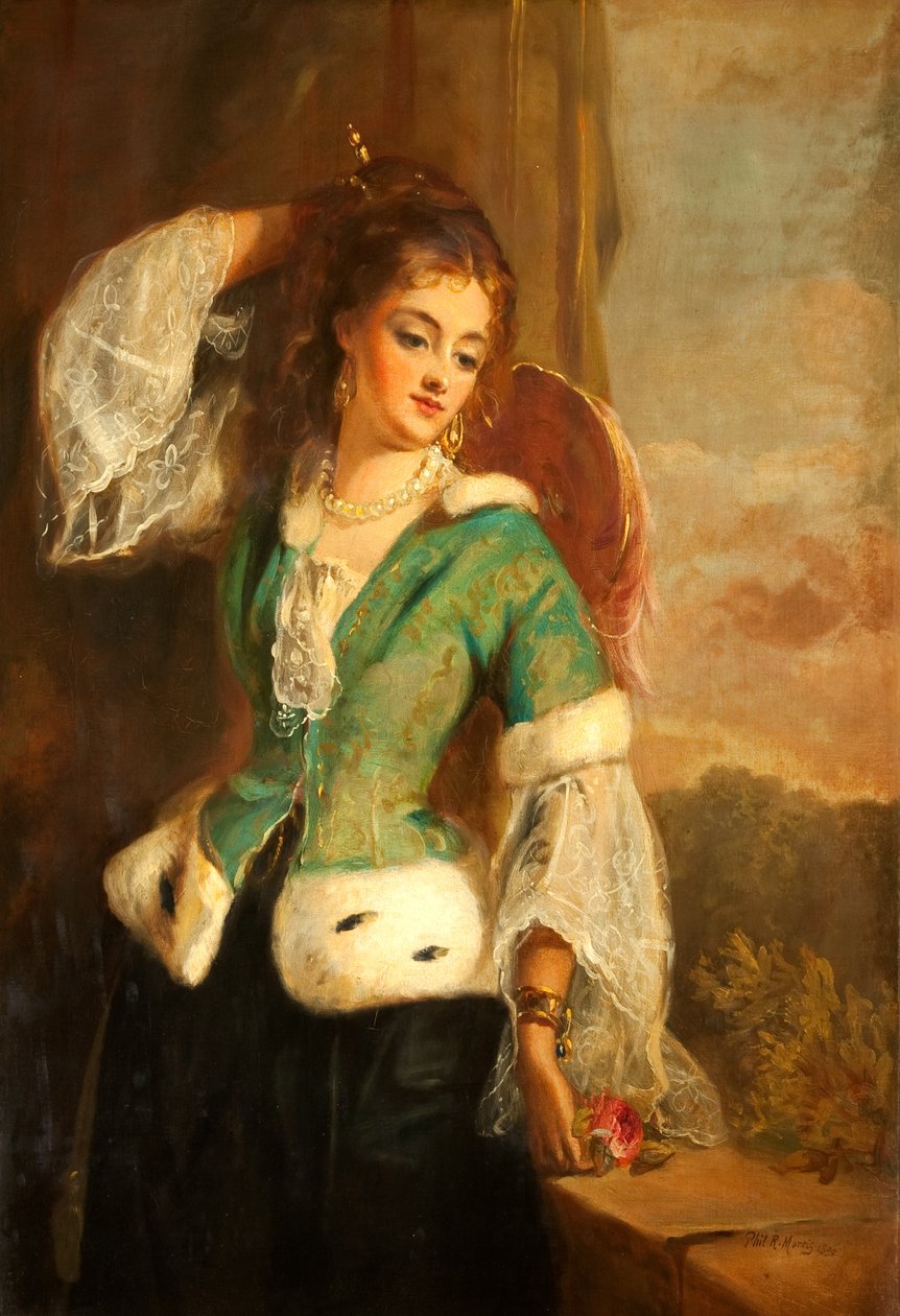 Portrett av en dame i en grønn jakke, 1890 av Philip Richard Morris