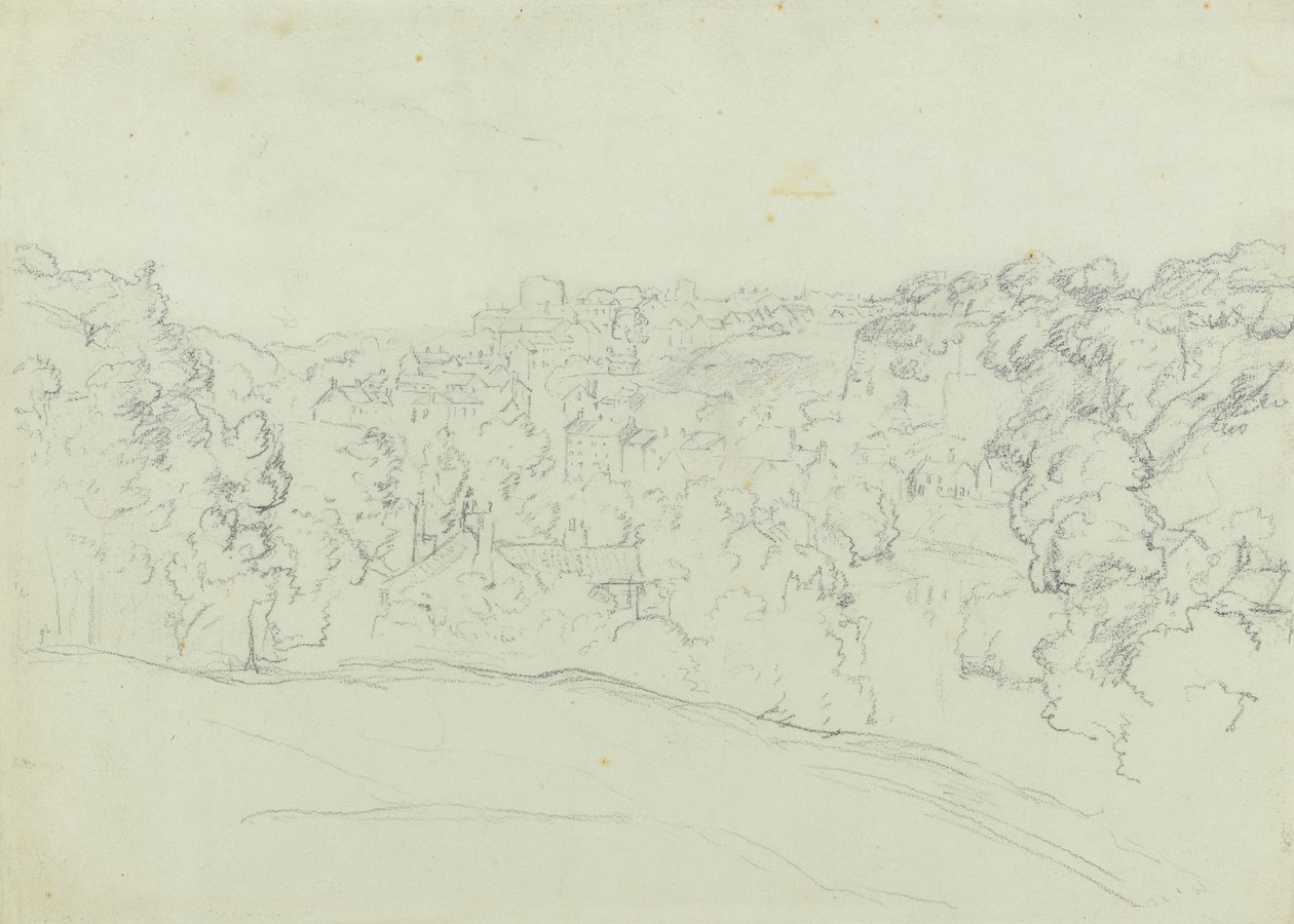 Bridgenorth (grafitt på grågrønt papir, lagt ned) av Philip Wilson Steer