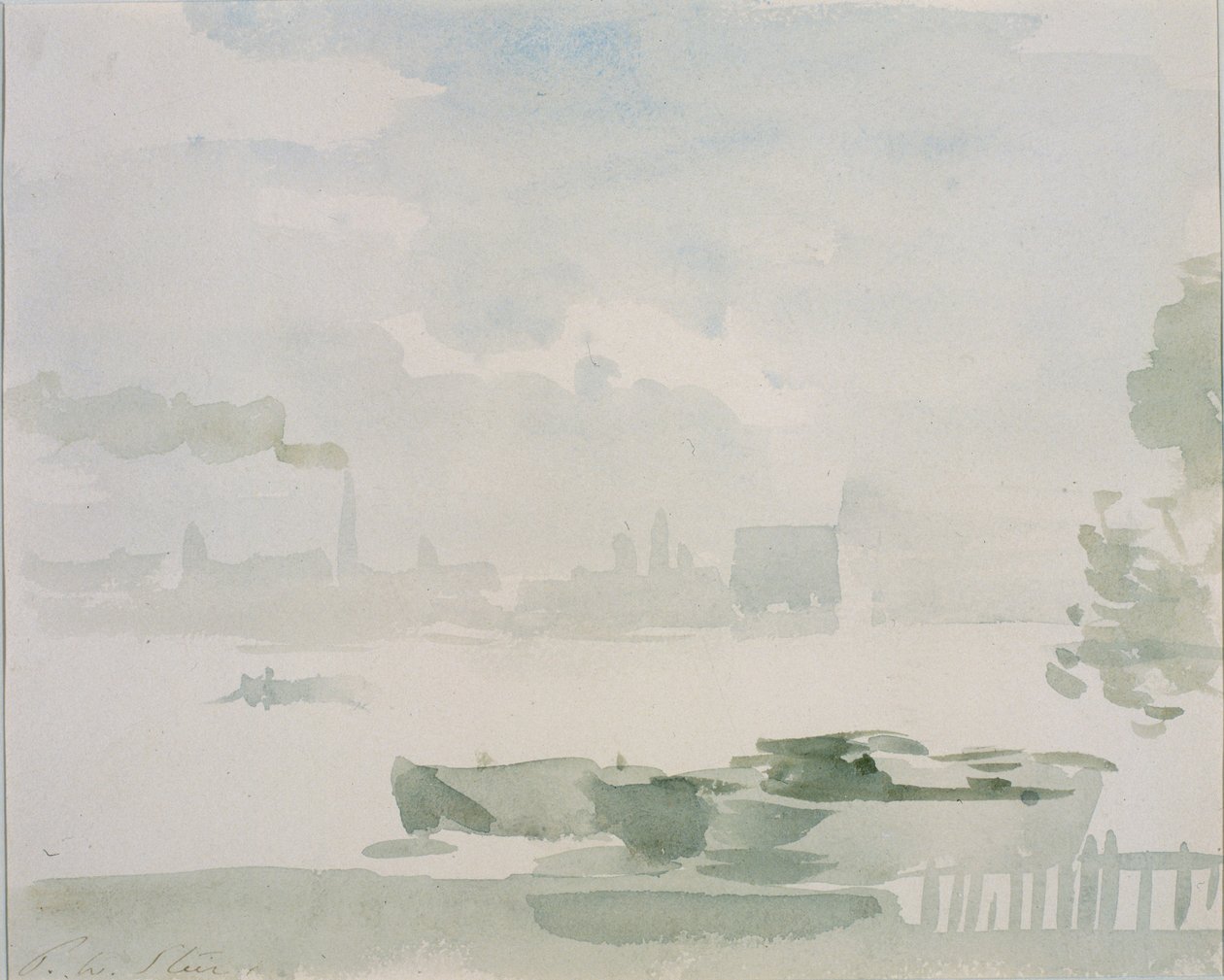 Chelsea Reach (wc på papir, limt på kort) av Philip Wilson Steer