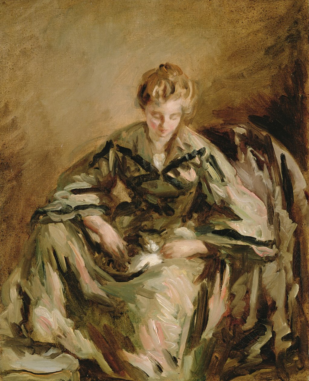 Jente med katt av Philip Wilson Steer