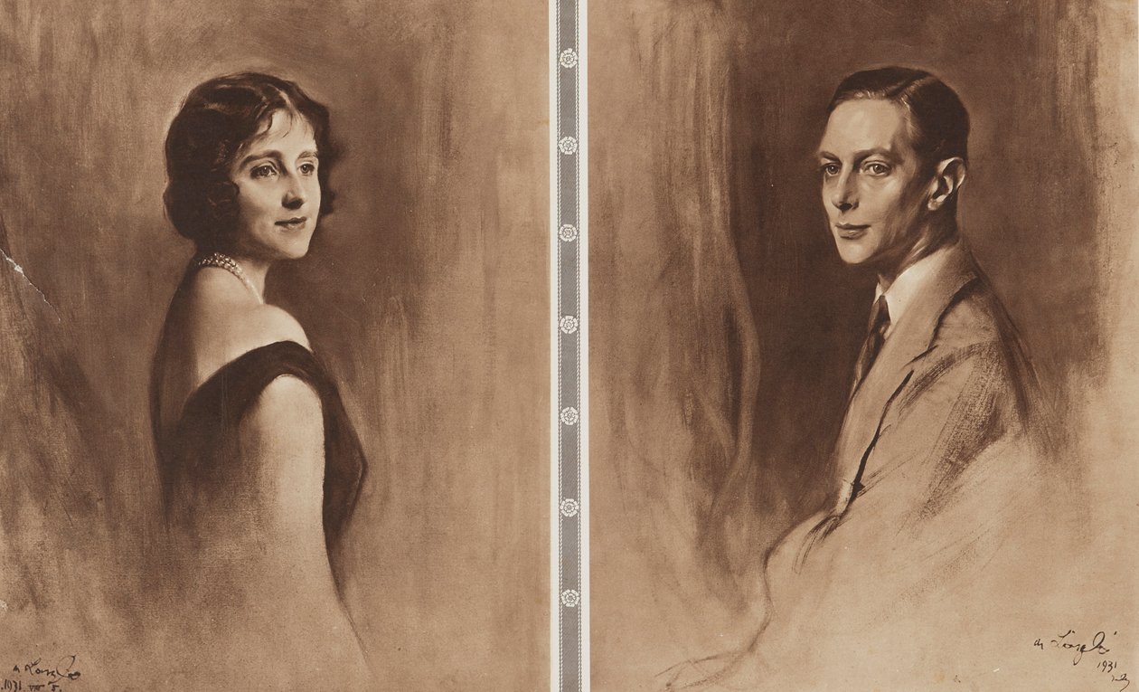 Kong George VI og dronning Elizabeth av Philip Alexius de (after) Laszlo