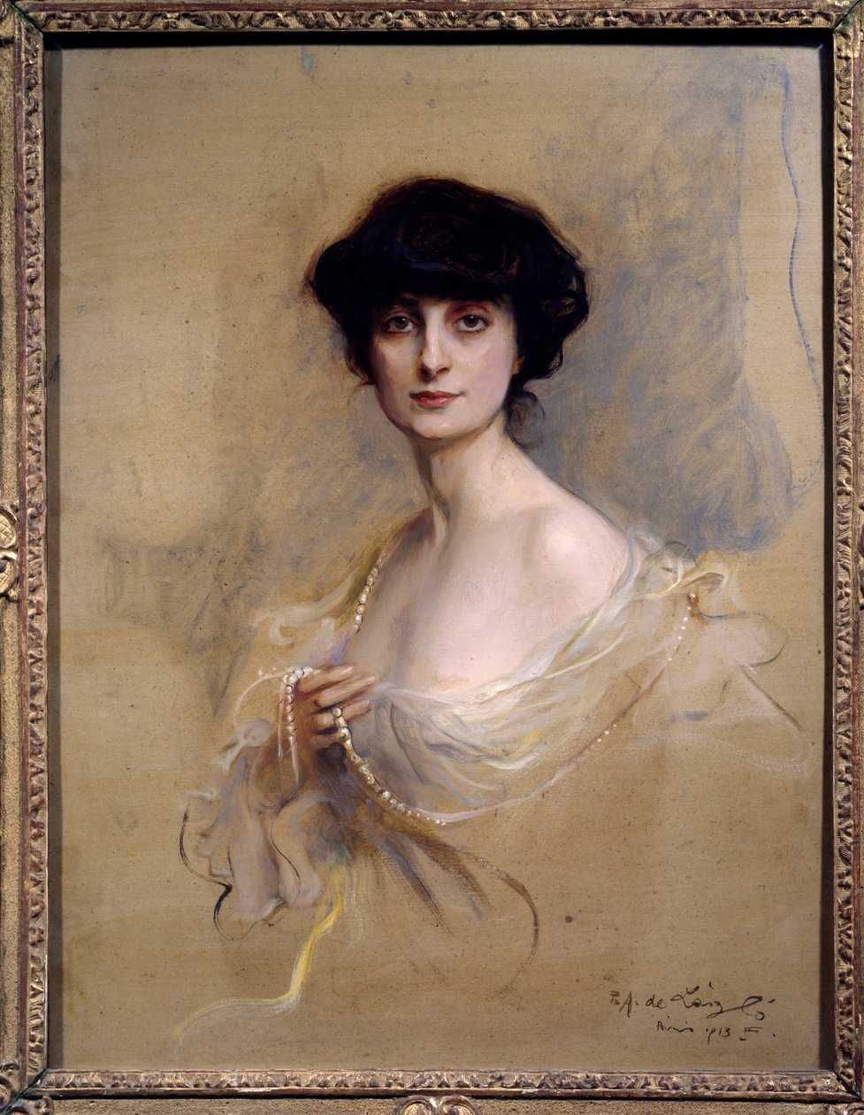 Portrett av Anna de Brancovan grevinne Mathieu de Noailles (1876-1933) Anna de Noailles er en fransk kvinne med bokstaver. Maleri av Philip Alexis de Laszlo (1869-1937) 1913 Paris, Musee d