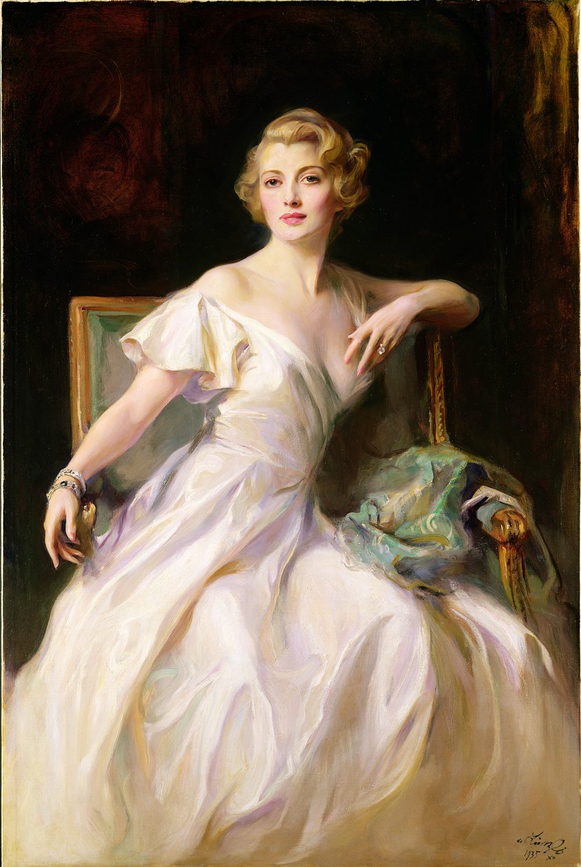 Den hvite kjolen - et portrett av Joan Clarkson av Philip Alexius de Laszlo
