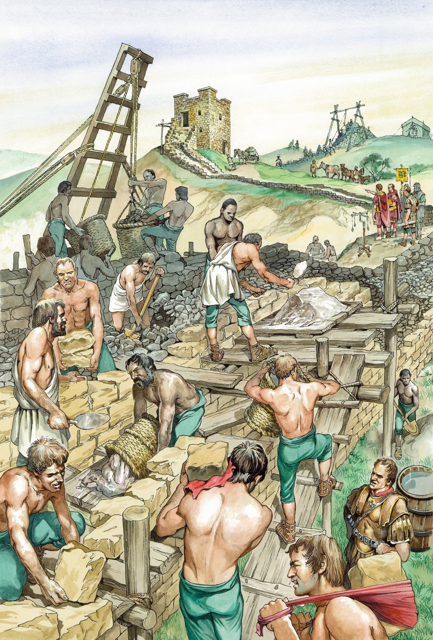 Bygge Hadrians mur, tidlig på 200-tallet c1985-c2000 av Philip Corke