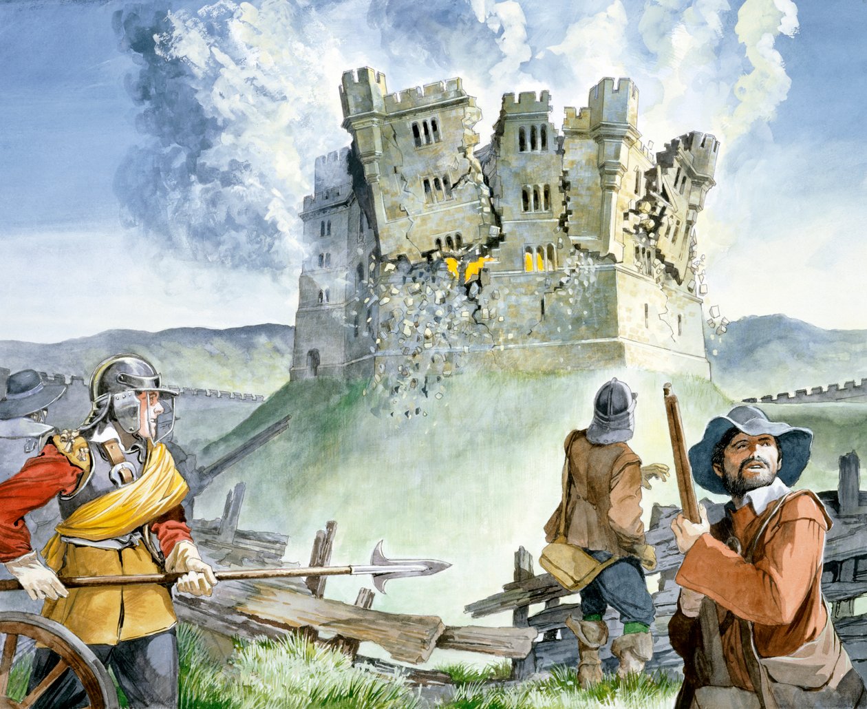 Borgerkrigsbeleiring ved Old Wardour Castle, 1644, c1990-2010 av Philip Corke