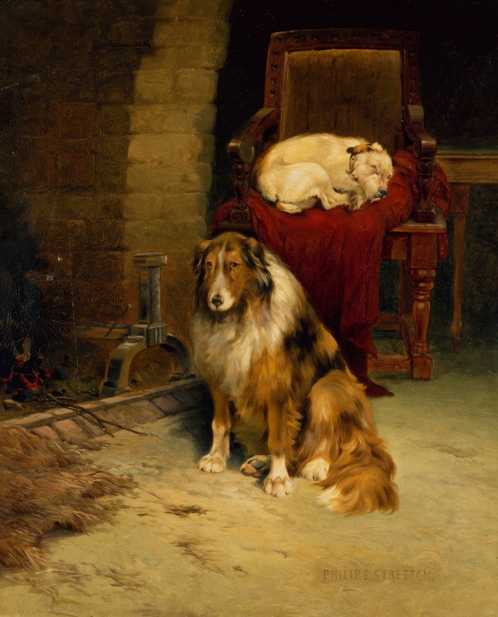 Fireside Companions (olje på lerret) av Philip Eustace Stretton