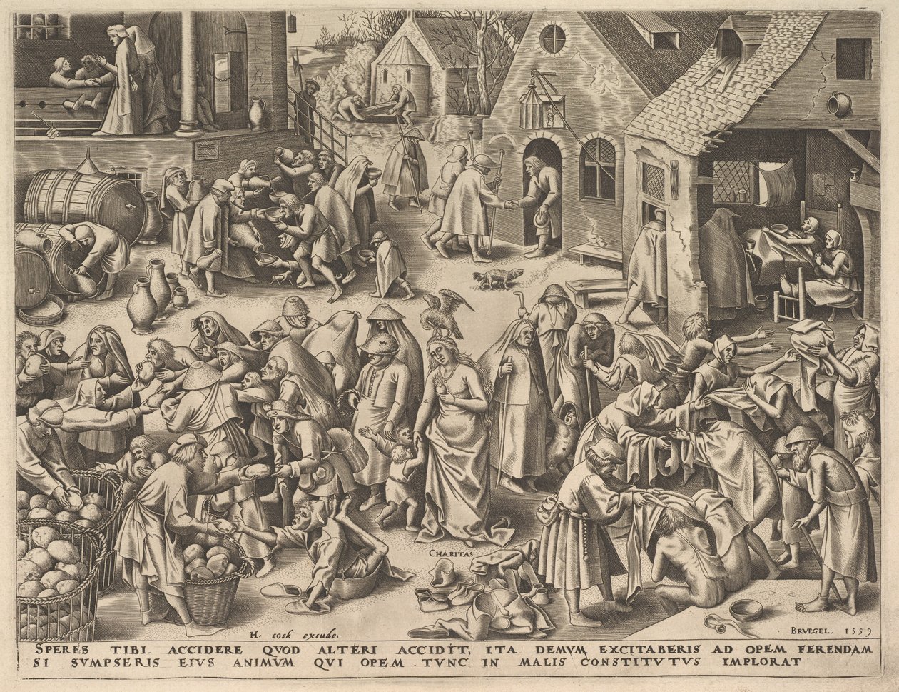 Charity Charitas fra The Virtues, 1559. av Philip Galle