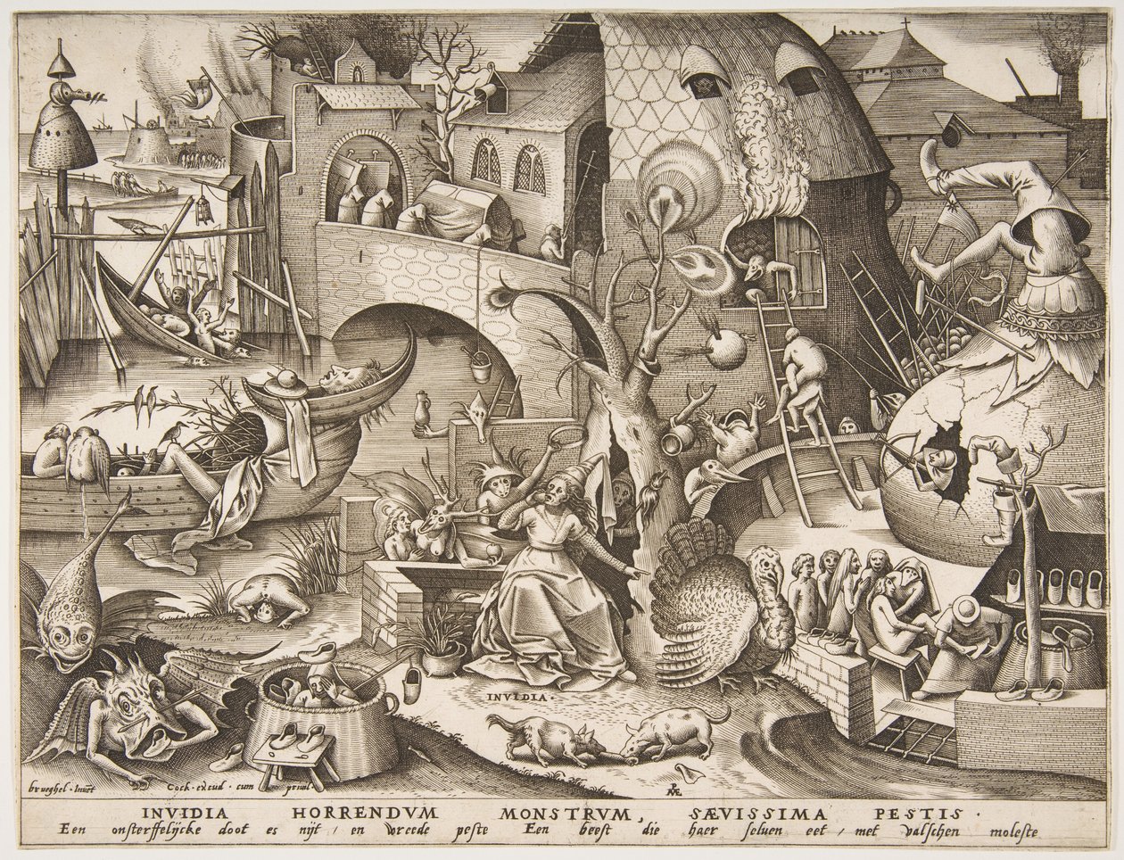 Envy Invidia fra The Seven Deadly Sins, 1558. av Philip Galle