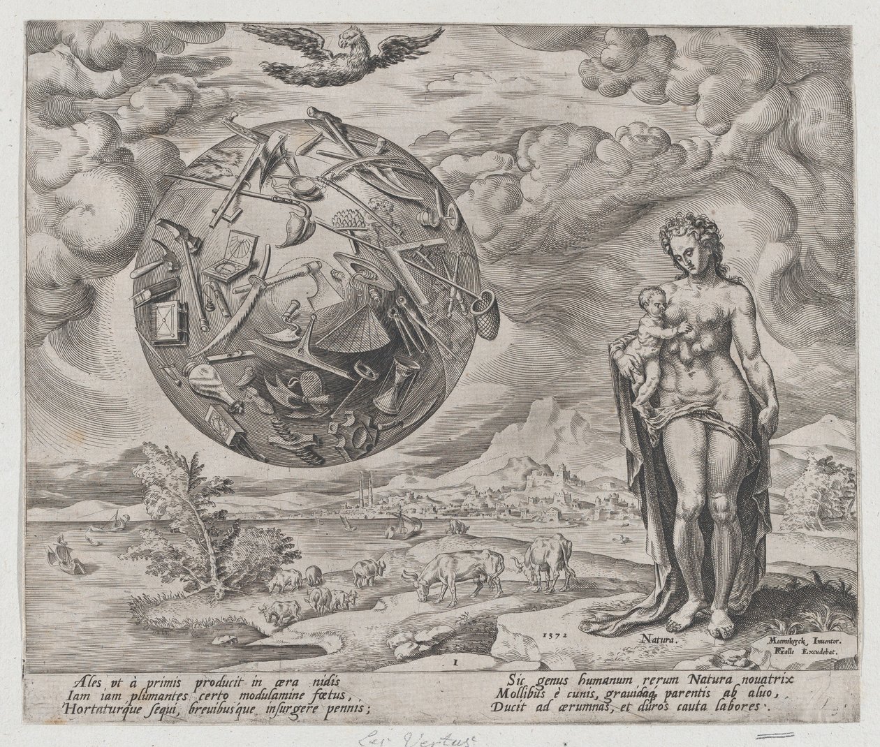 Man Born to Toil, fra The Reward of Labor and Diligence, plate 1, 1572., 1572. av Philip Galle